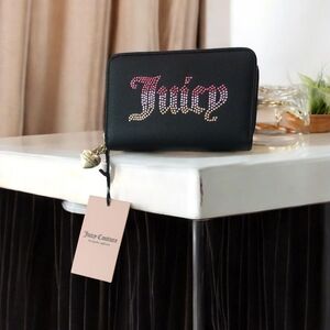 Juicy Couture Black Pink Orange Rhinestone Wallet